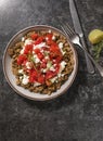 Dakos greece salad. Rusks with tomatoes and feta cheese