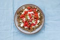 Dakos greece salad. Rusks with tomatoes and feta cheese