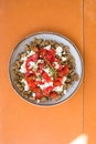 Dakos greece salad. Rusks with tomatoes and feta cheese