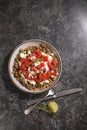 Dakos greece salad. Rusks with tomatoes and feta cheese