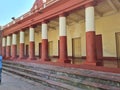 Courtyard with pillars inside the Dakshineshwar Goddess Kali temple in Kolkata India where Sri Ramakrishna worked as a priest. Royalty Free Stock Photo