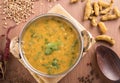 Dal curry on wooden background Royalty Free Stock Photo