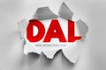 DAL data abstraction layer acronym shown through torn paper effect, software architecture concept highlighting DAL text, database Royalty Free Stock Photo