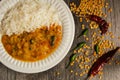 Dal Indian lentil curry soup and rice Royalty Free Stock Photo