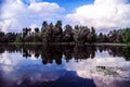 Dal Lake with reflection of clouds