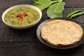 Dal palak dish served with chapathi. Royalty Free Stock Photo