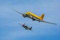 Formation of North American P-51 Mustang and Douglas DC-3 Skytrain