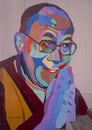 Dalai Lama mural by Cannon McNair in 2018 on the south side of Trail Side Yoga in Fayetteville, Arkansas.