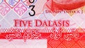 5 Dalasis banknote, Bank of Gambia. Fragment: face value text sign