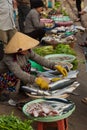 Dalat, street foot, local fish andvegetable market in vietnam