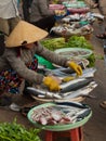 Dalat, street foot, local fish andvegetable market in vietnam