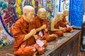 DALAT, VIETNAM - APRIL 15, 2019: Group of statue of monks in pagoda in Dalat Vietnam