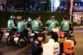 Dalat, Vietnam - May 1, 2018 : Grab bike, Motorcycle taxi waiting for customer, Dalat Market