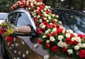 Dalat, Vietnam, May 30, 2016: Wedding decoration of flowers in car