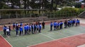 Student playing games in shoolyard in Dalat University.