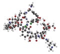 Dalbavancin glycopeptide antibiotic drug molecule. Used in treatment Staphylococcus aureus and Streptococcus pyogenes infections.