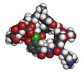 Dalbavancin glycopeptide antibiotic drug molecule. Used in treatment Staphylococcus aureus and Streptococcus pyogenes infections.