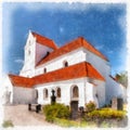 Dalby Kloster Digital Watercolor Painting