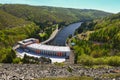 The Dalesice pumped - storage hydroelectric power station on the Jihlava river. Dam with landscape in the Czech Republic