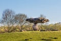 DALFSEN, NETHERLANDS, - May 01, 2015: Floating stone on a hill