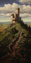 Dalhart Windberg Style Stone Castle On Hill - Fine Art Realism