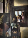 Dali from the Back Painting Gala from the Back Eternalized by Six Virtual Corneas Provisionally Reflected in Six Real Mirrors