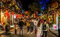 Dali old town road called foreigner street full of people at night in Dali Yunnan China Royalty Free Stock Photo