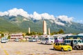 Dali three white pagodas and Cangshan Mountain.