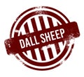 dall sheep - red round grunge button, stamp
