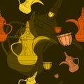 Dallah Coffee Pot and Finjan Cup Dark Pattern Royalty Free Stock Photo