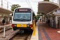 Dallas Area Rapid Transit DART light rail tram public transport transit at Union Station in Dallas, United States