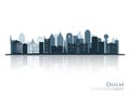 Dallas blue skyline silhouette with reflection. Royalty Free Stock Photo