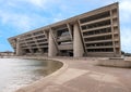 Dallas City Hall with front fountain and sculpture Royalty Free Stock Photo