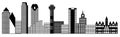 Dallas City Skyline Panorama Clip Art