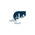 Dallas city skyline silhouette vector logo illustration Royalty Free Stock Photo