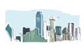 Dallas city vector sketch landscape line illustration skyline Royalty Free Stock Photo