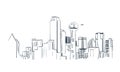 Dallas city vector sketch landscape line illustration skyline Royalty Free Stock Photo