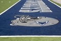 Dallas Cowboy helmet on the field background Royalty Free Stock Photo