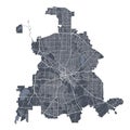 Dallas map. Detailed map of Dallas city poster with streets. Dark vector Royalty Free Stock Photo