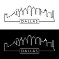 Dallas skyline. Black and white linear style.