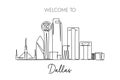 Dallas skyline Continuous line drawing. Illustration for tourism promotion design Royalty Free Stock Photo