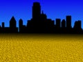 Dallas skyline with golden dollar coins foreground illustration Royalty Free Stock Photo