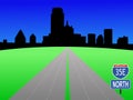 Dallas Skyline with interstate Royalty Free Stock Photo