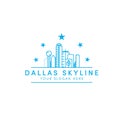 Dallas skyline logo designs with stars and line art logo Royalty Free Stock Photo