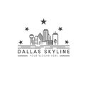 Dallas skyline logo designs with stars and line art river logo Royalty Free Stock Photo