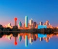 Dallas Skyline Reflection at Dawn, Downtown Dallas, Texas, USA Royalty Free Stock Photo