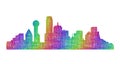 Dallas skyline silhouette - multicolor line art Royalty Free Stock Photo