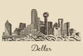 Dallas skyline vector illustration hand drawn Royalty Free Stock Photo