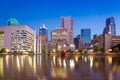 Dallas, Texas cityscape with blue sky at twilight