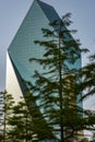 Dallas, Texas - May 7, 2018: Fountain Place in Dallas, Texas against blue sky